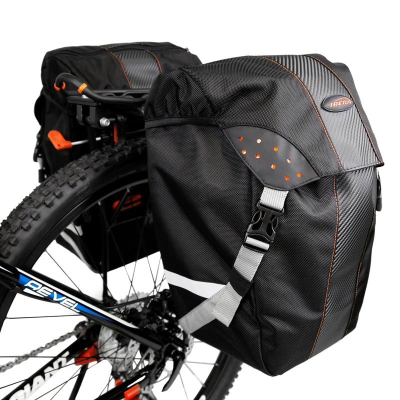 Ibera Bicycle Bag PakRak Clip-On Quick-Release All Weather Bike Panniers (Pair), Includes Rain Cover , Black - Image 3